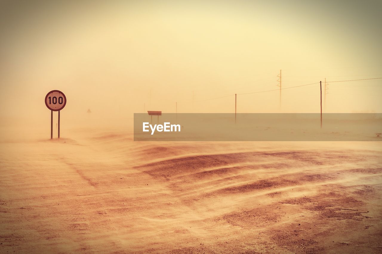 Sandstorm near swakopmund in namibia in africa.