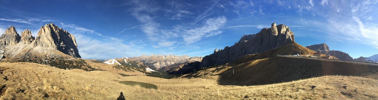 Panoramic view of landscape and mountains against sky