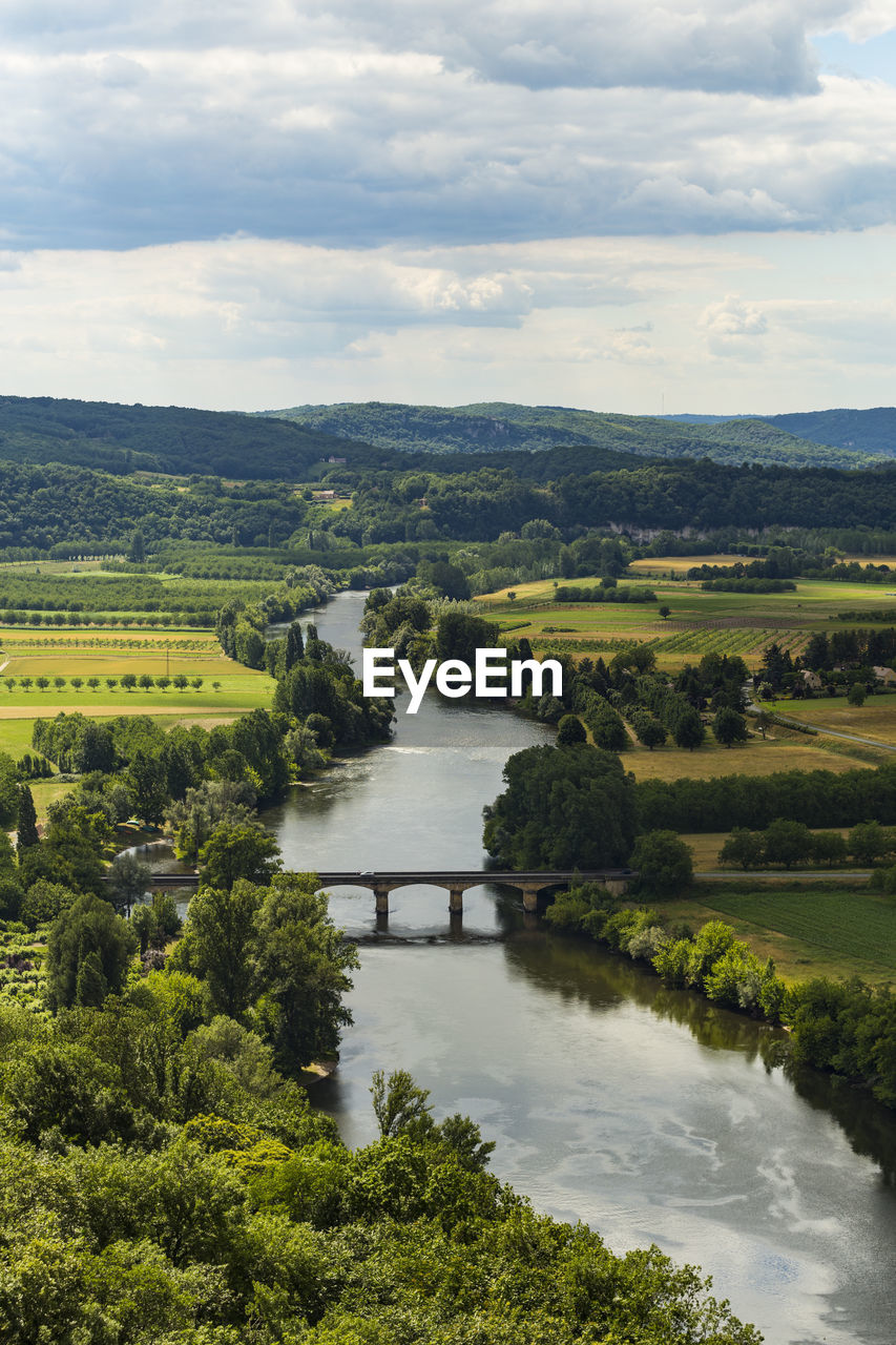 Scenic view of river amidst field against sky