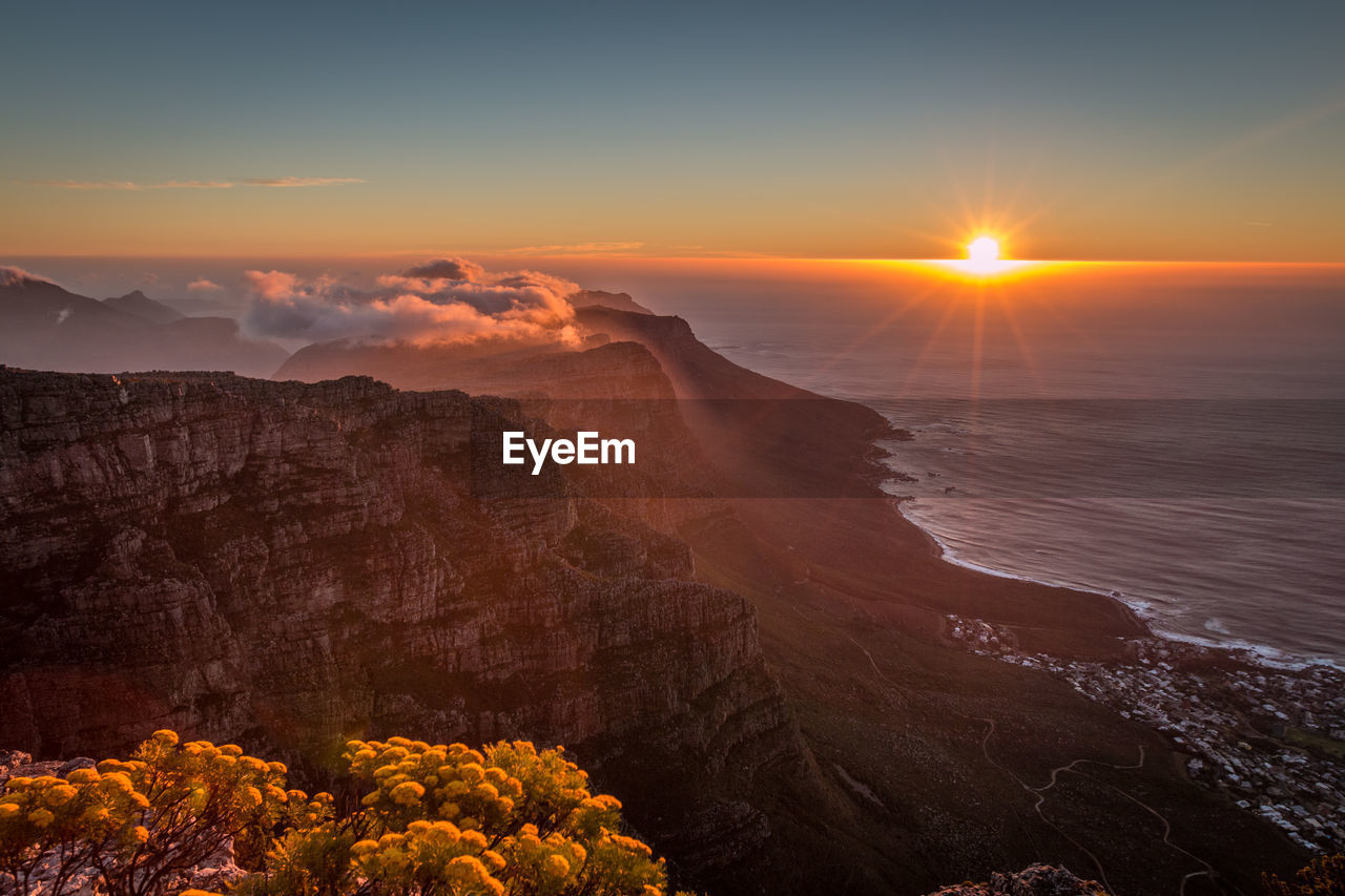 Scenic view of landscape against sky during sunset