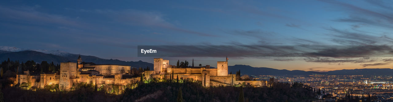 Alhambra in granada at sunset