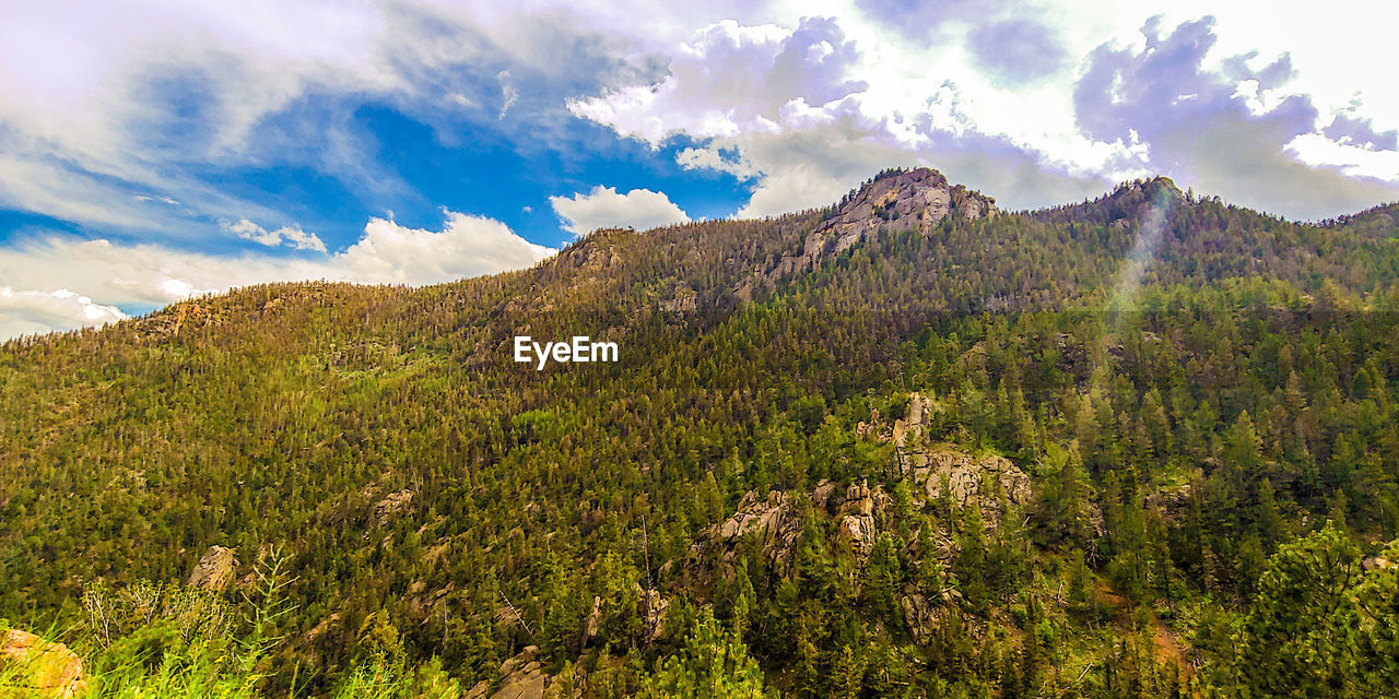 PANORAMIC VIEW OF LANDSCAPE AND MOUNTAINS AGAINST SKY