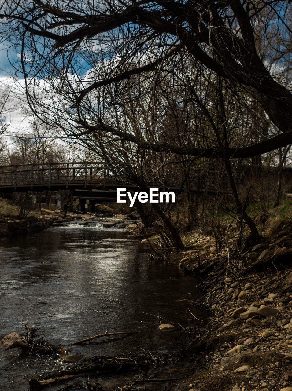 Scenic view of river against cloudy sky