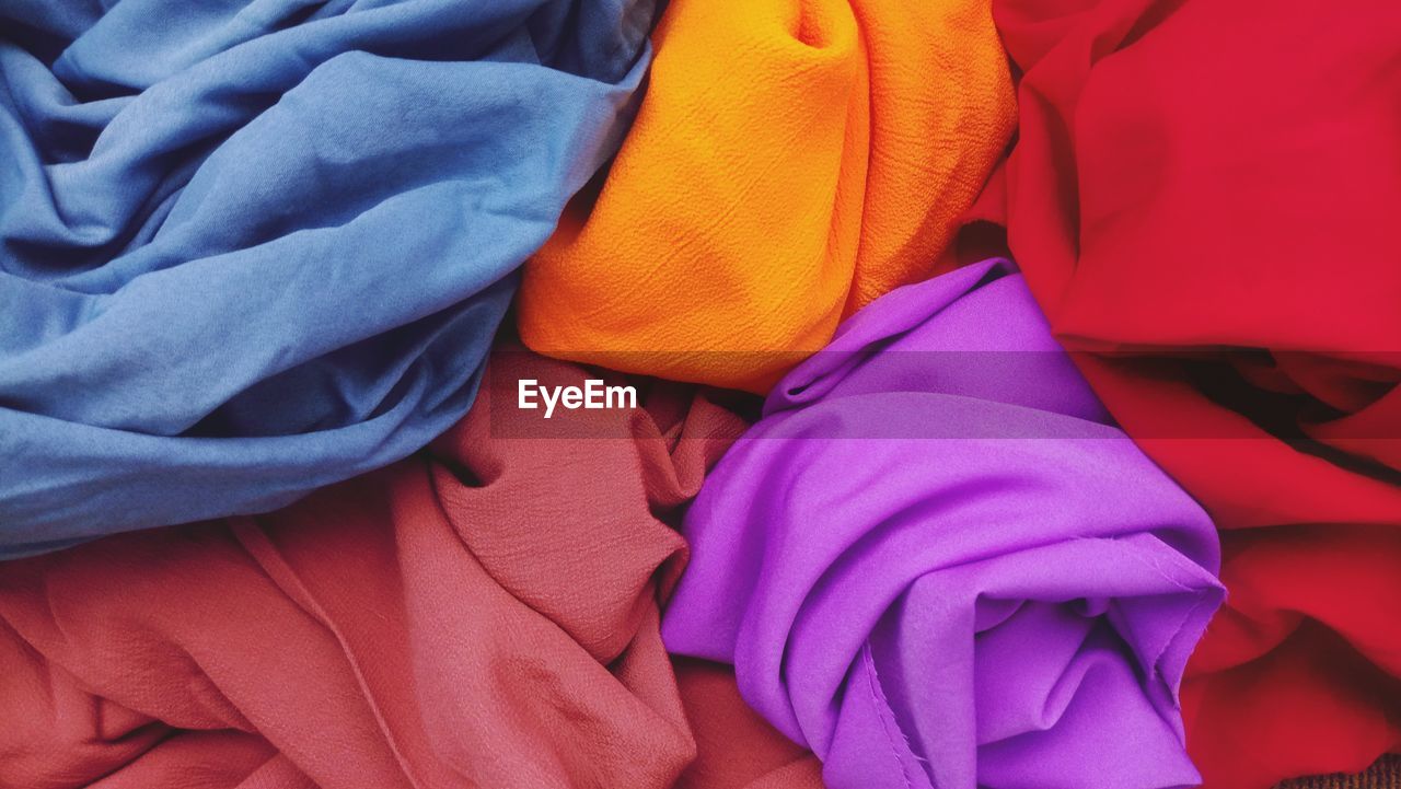 Full frame shot of colorful fabrics