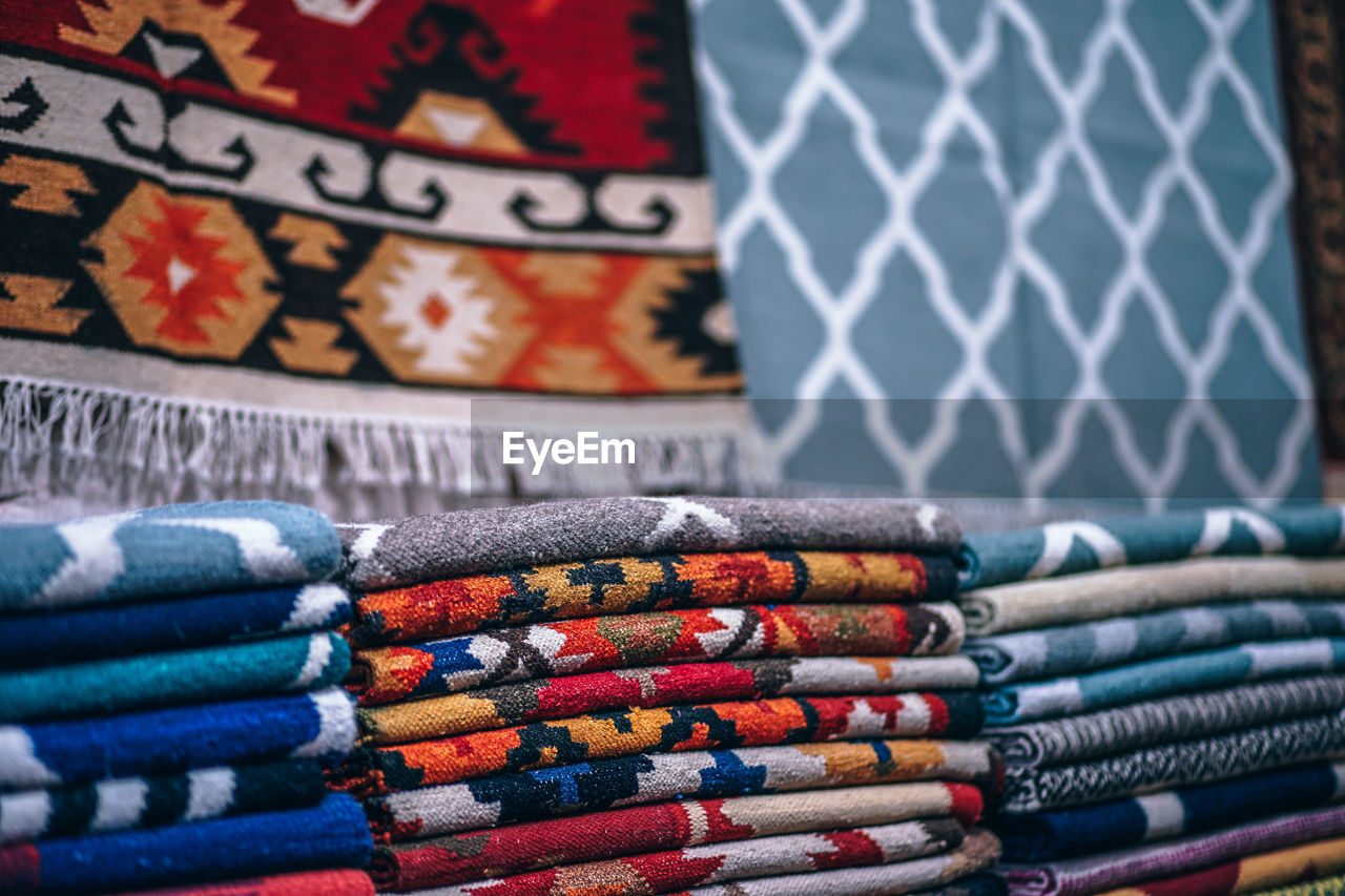 Full frame shot of multi colored textile for sale