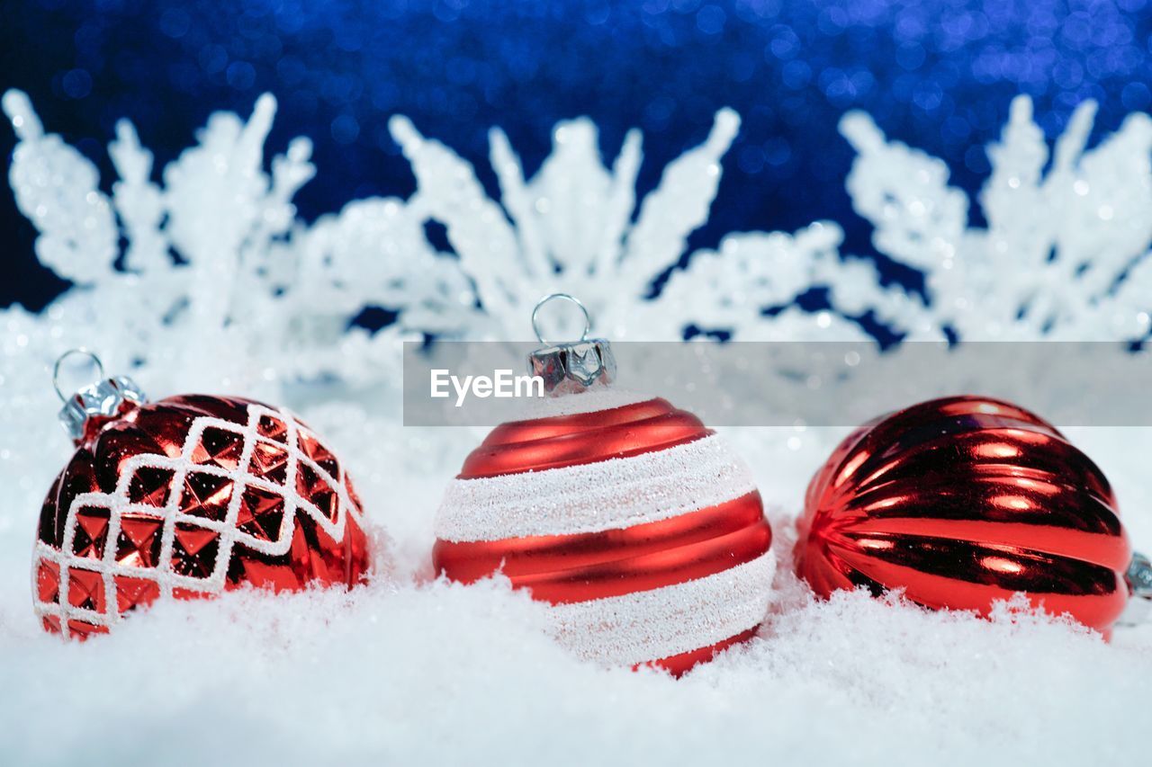 Close-up of christmas decoration during winter