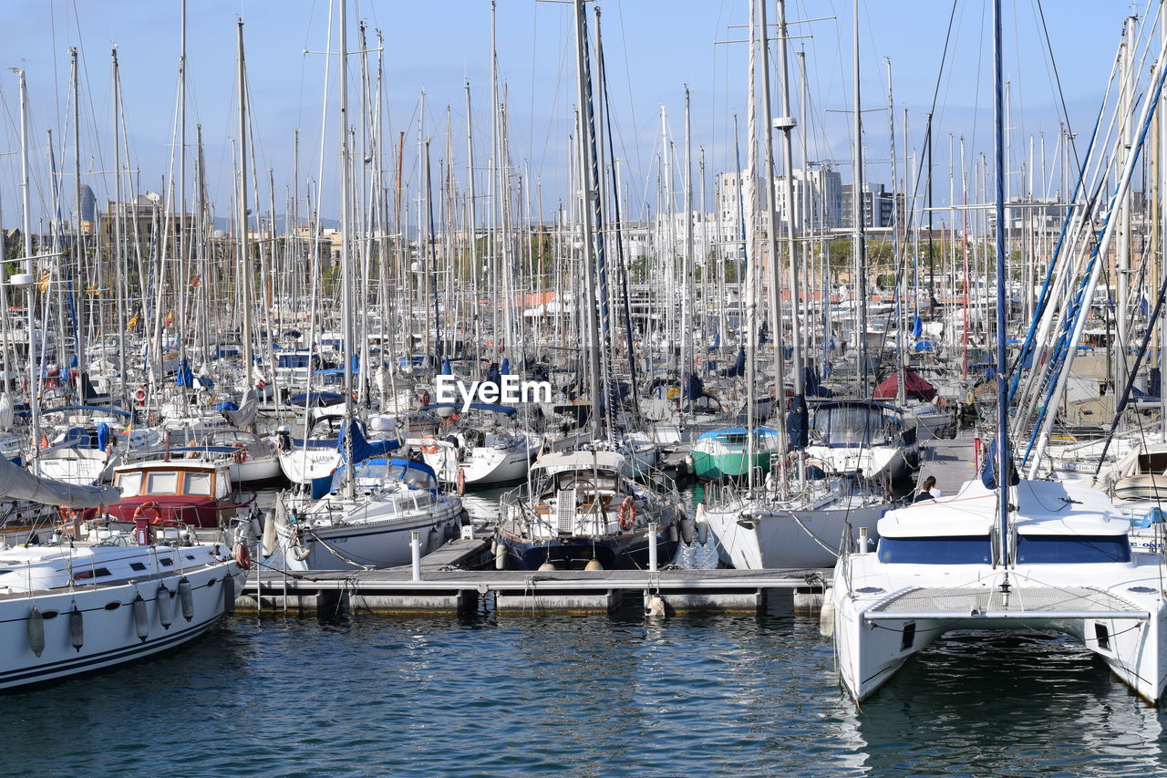 Boats moored in the sea