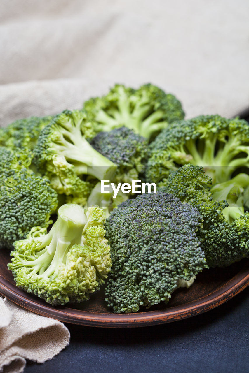 high angle view of broccoli in plate