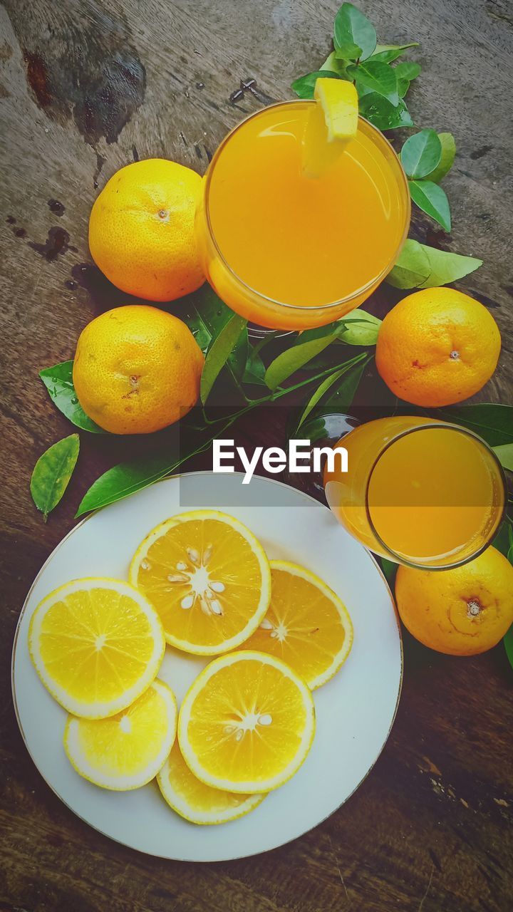 Orange fruit and orange juice