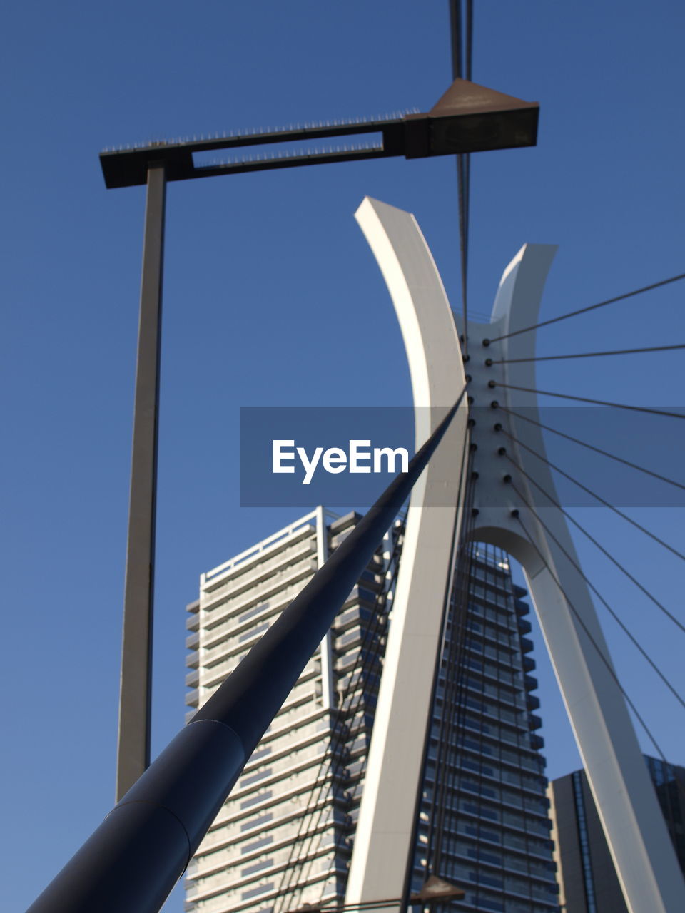 Low angle view of skyscraper against clear sky