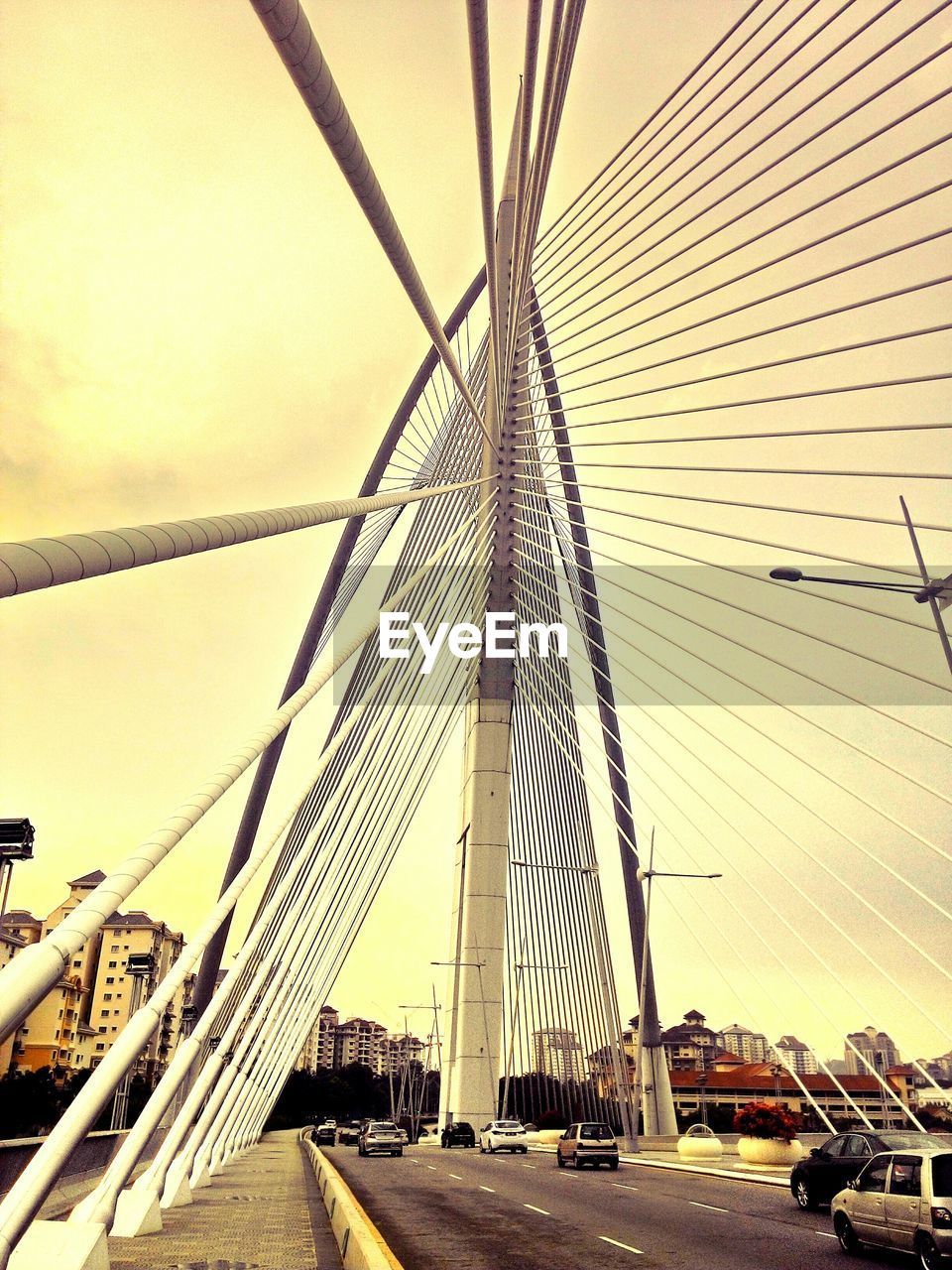 Low angle view of suspension bridge