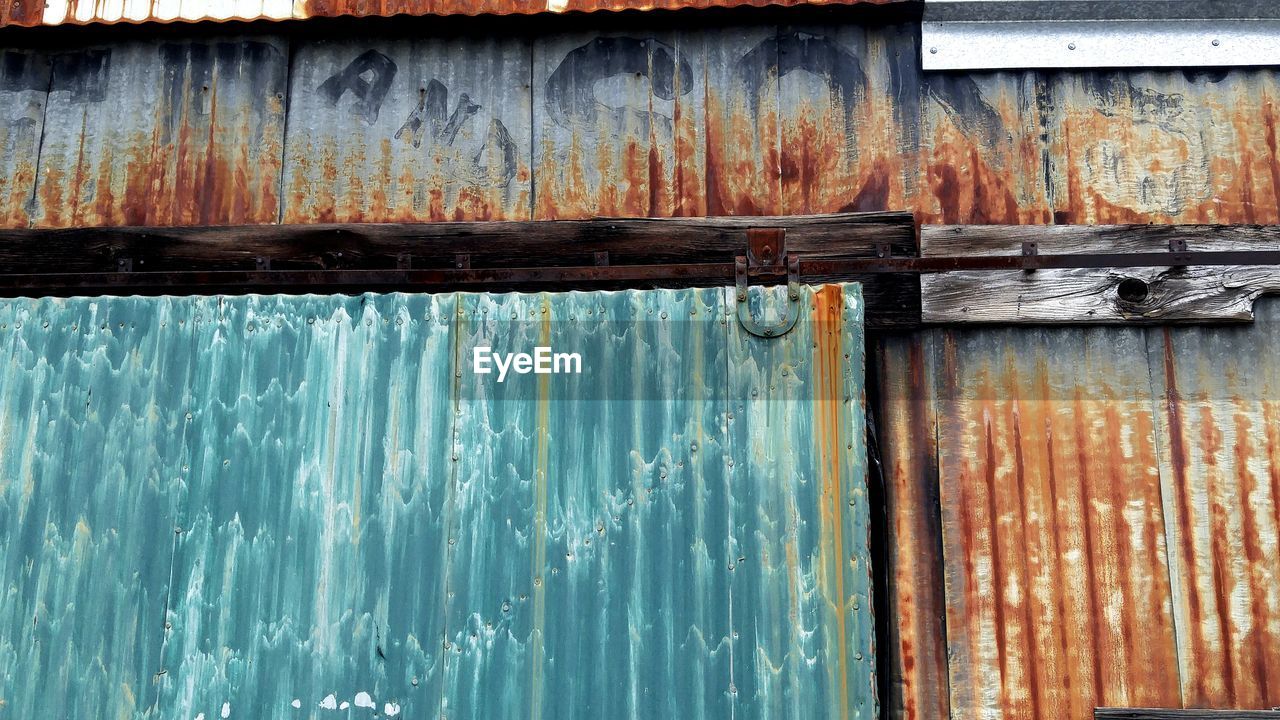 Low angle view of rusty walls