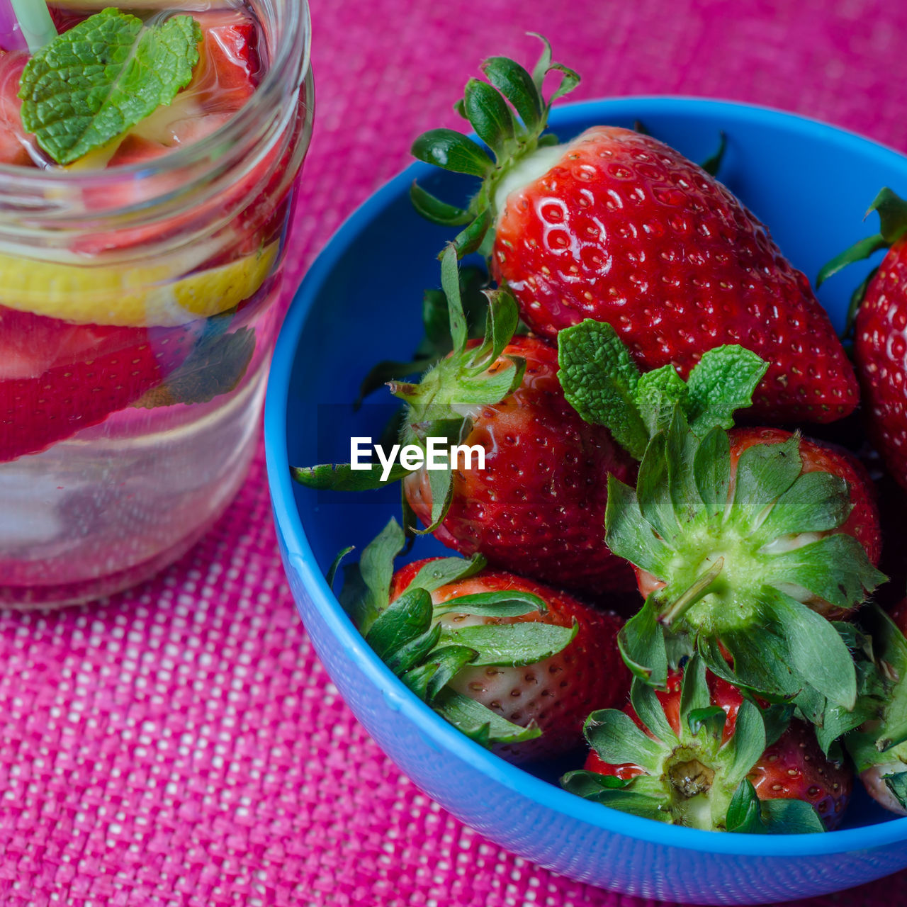 Close-up of strawberries in bowl