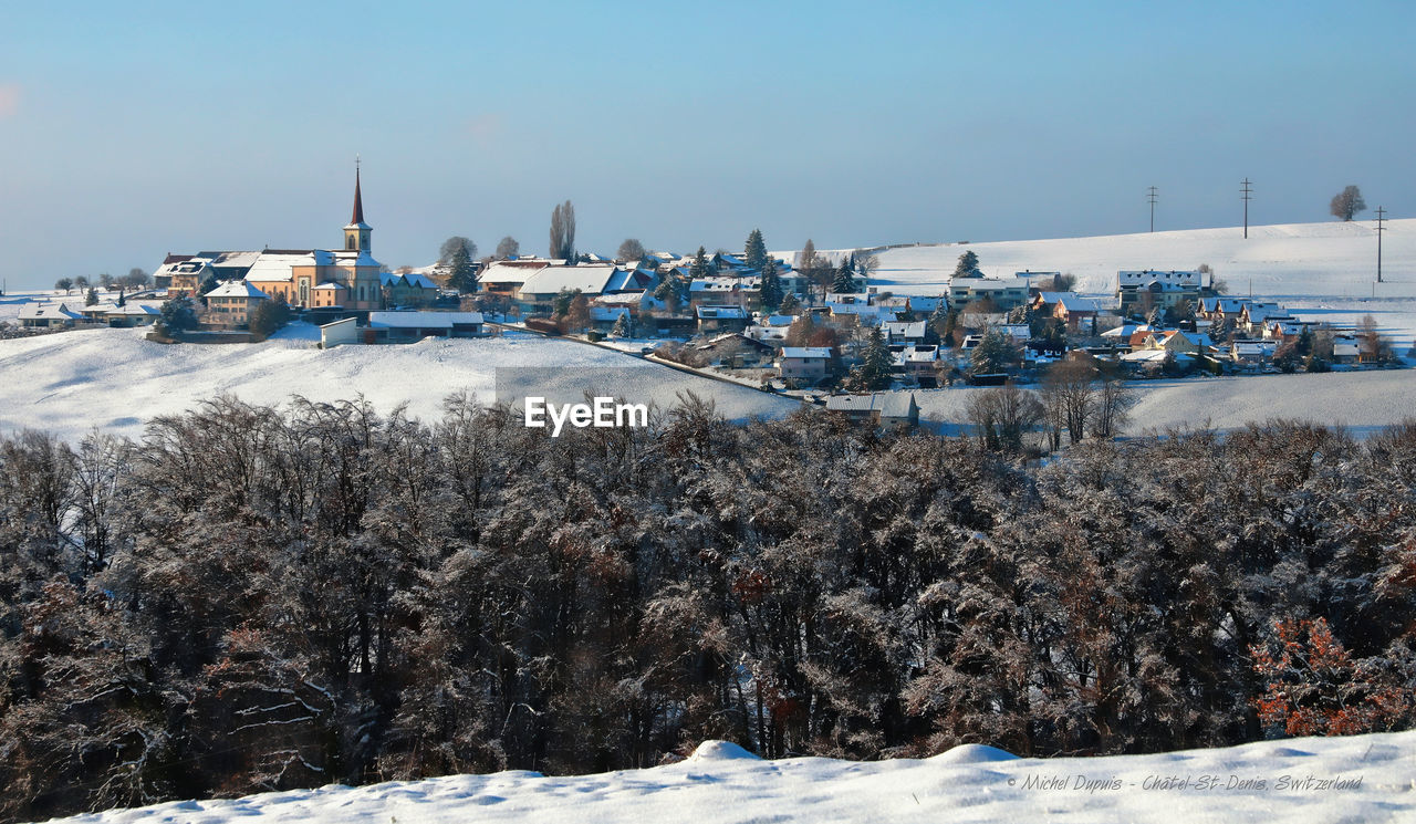 High angle view of townscape against sky