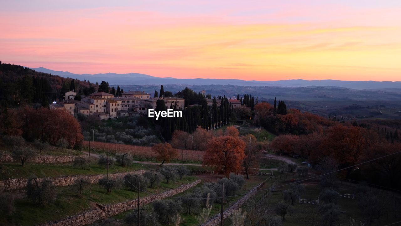 PANORAMIC VIEW OF LANDSCAPE AGAINST SKY DURING SUNSET