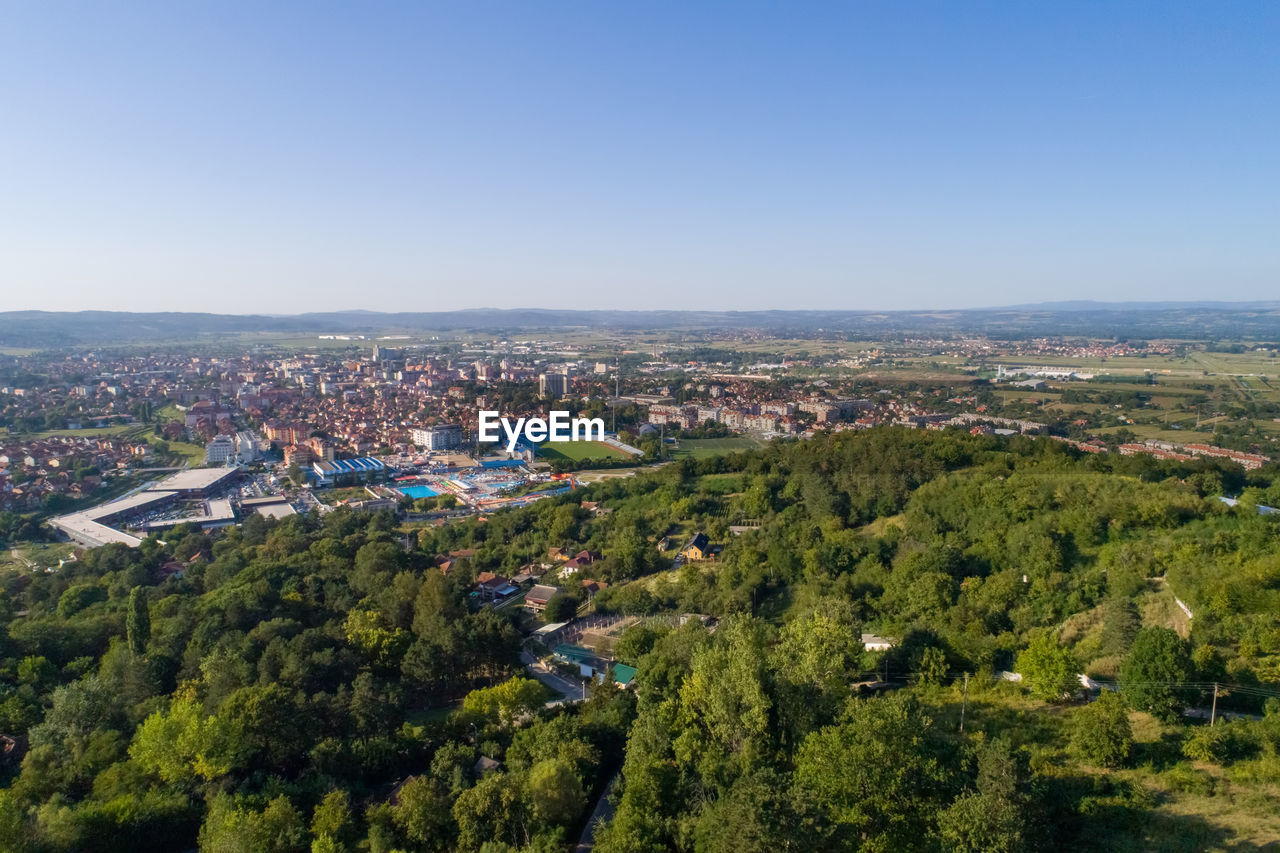 Jagodina drone view, serbia aerial photo. summer day