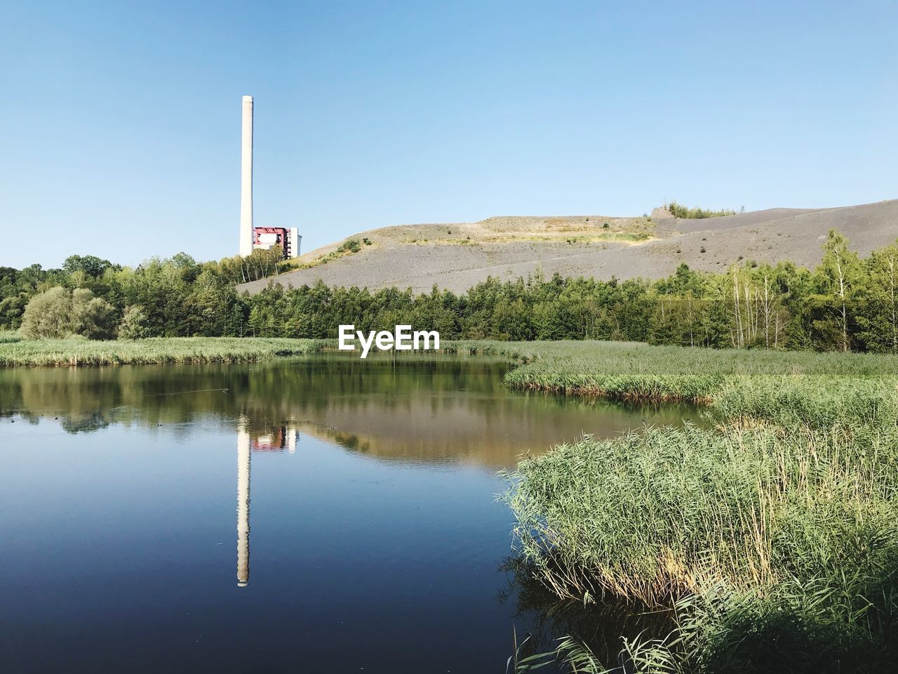 SCENIC VIEW OF LAKE AGAINST BLUE SKY