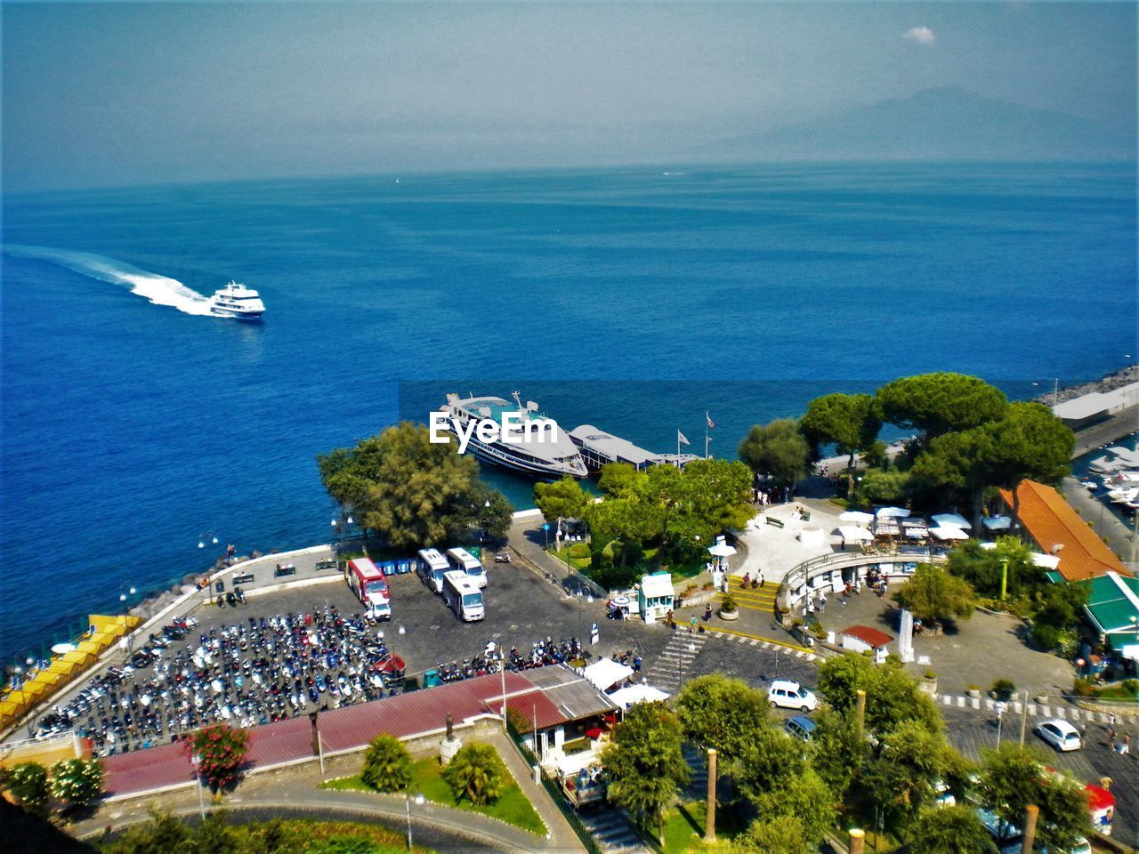 High angle view of sea against sky