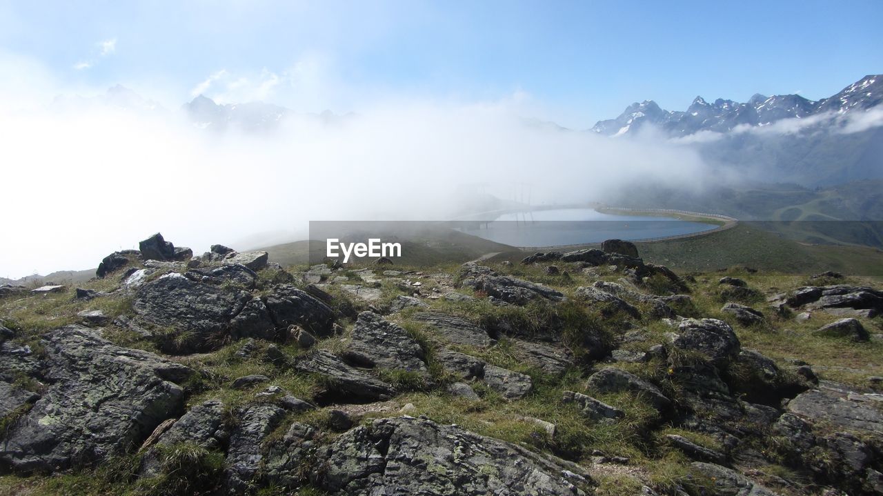 Scenic view of mountains against sky