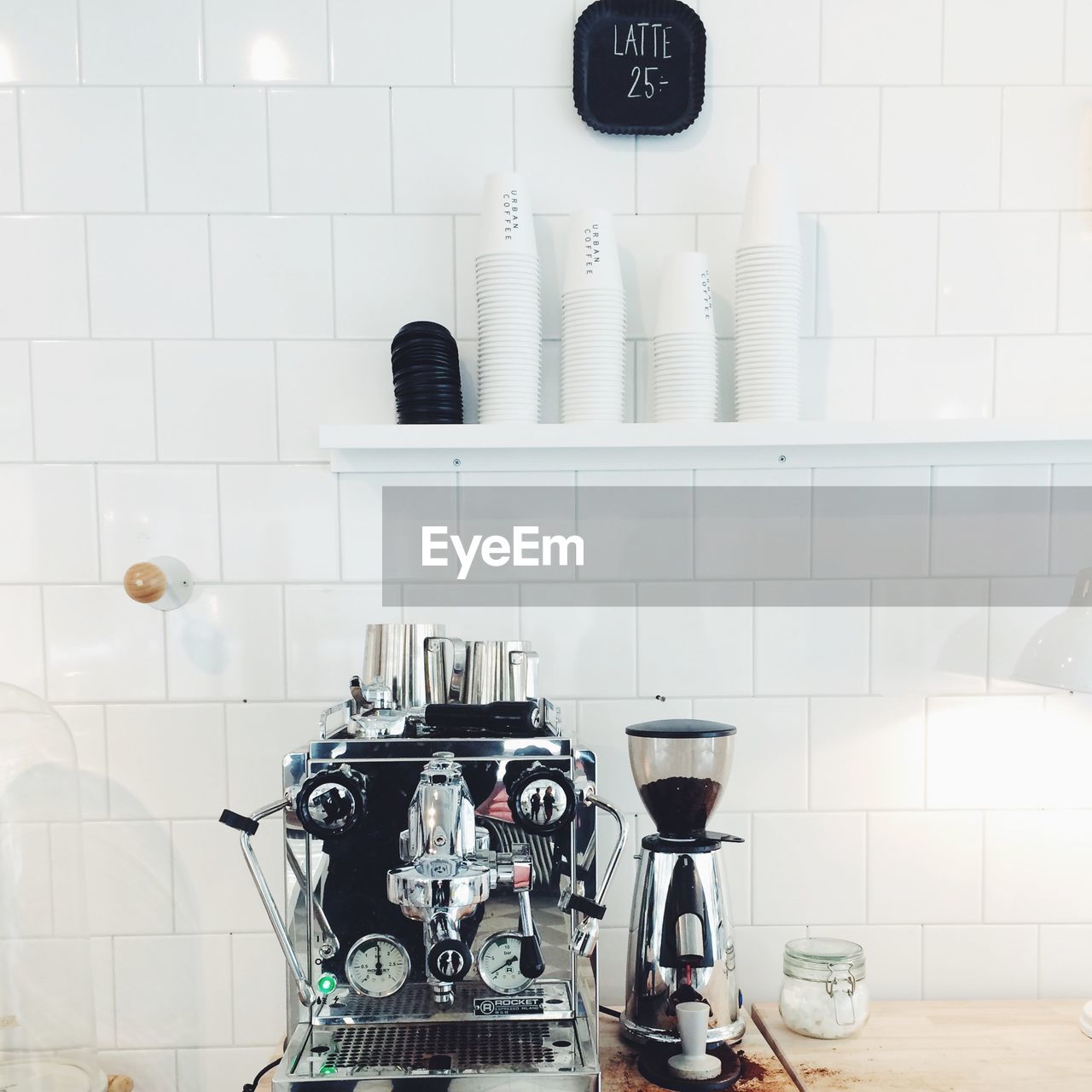 Espresso maker in restaurant kitchen