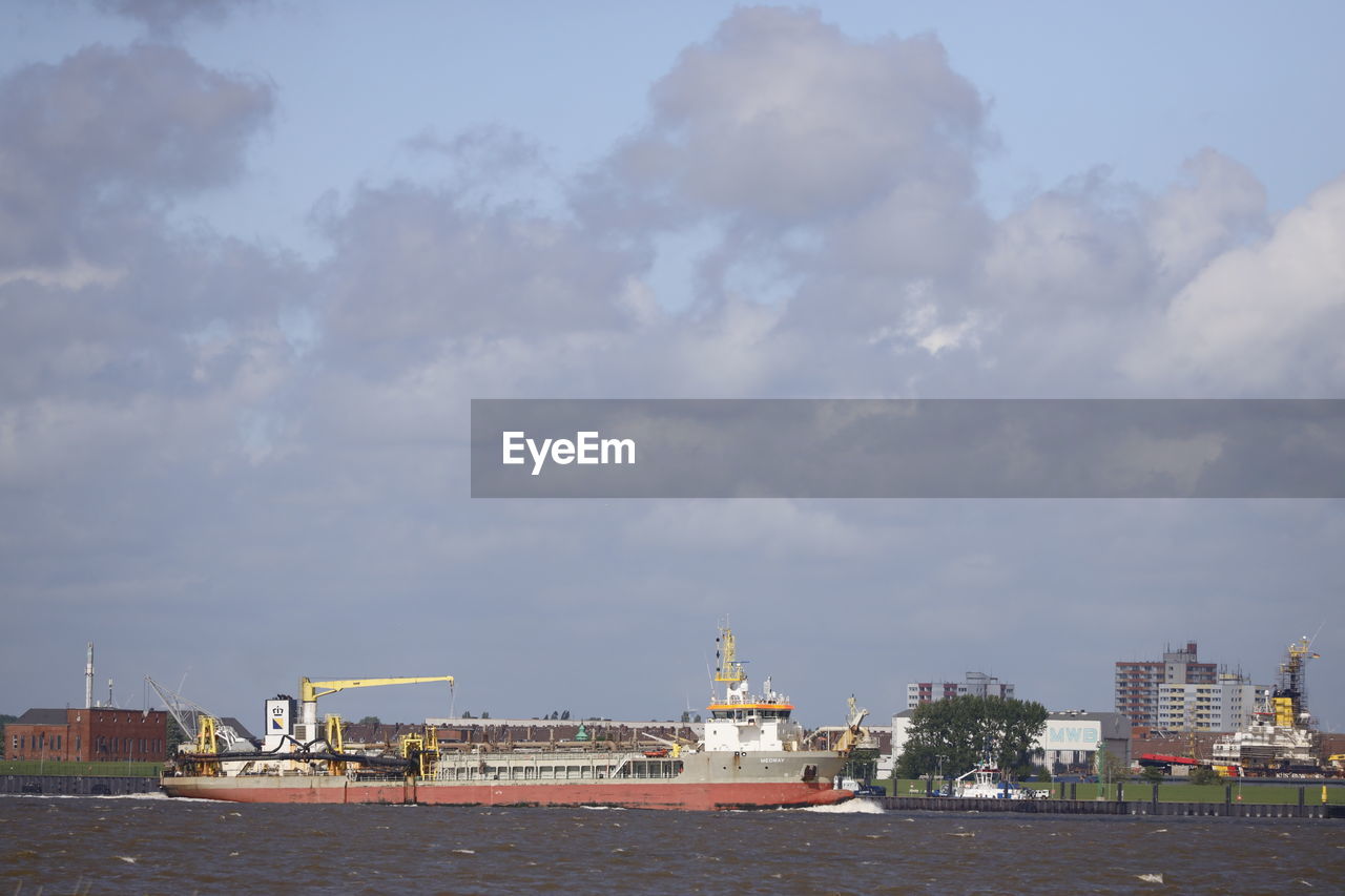 Ship in sea against sky