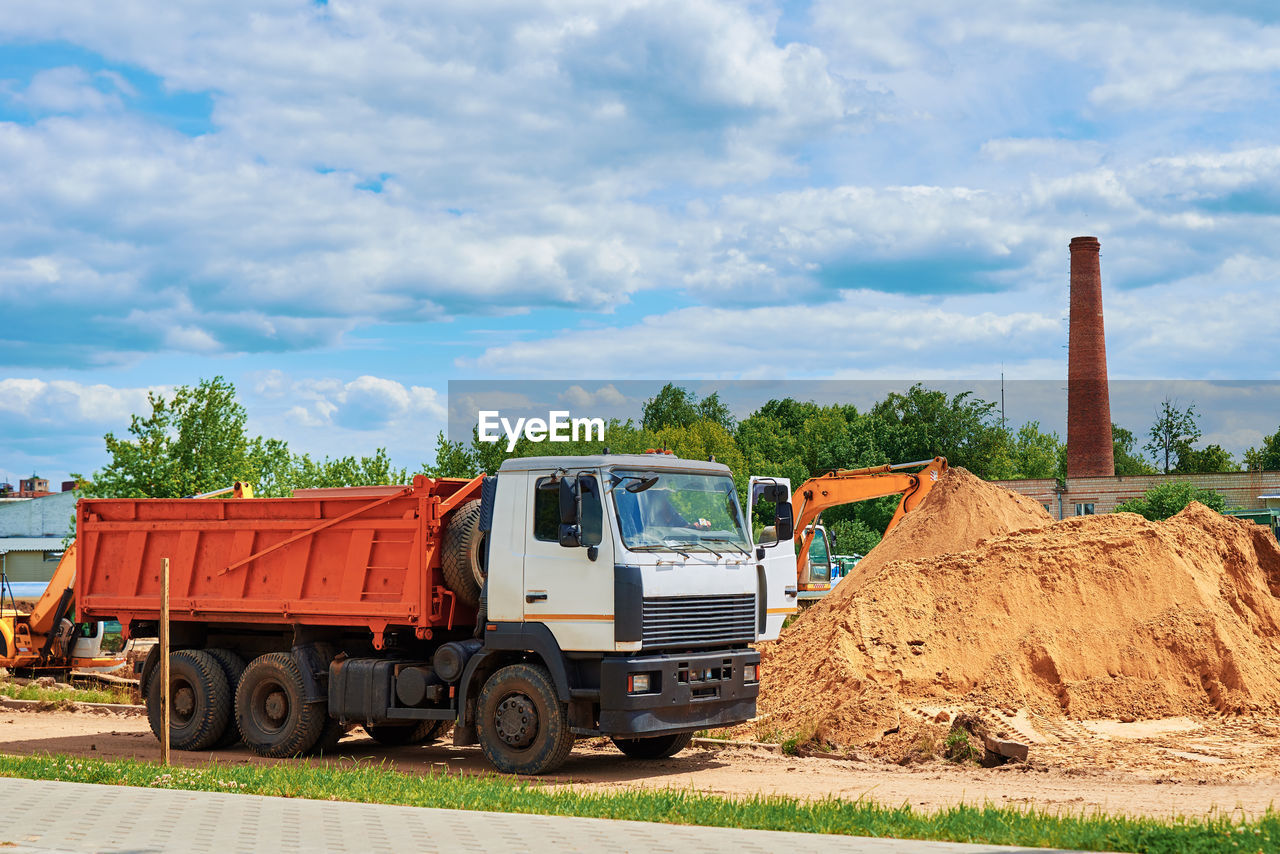 Dumper truck at construction site