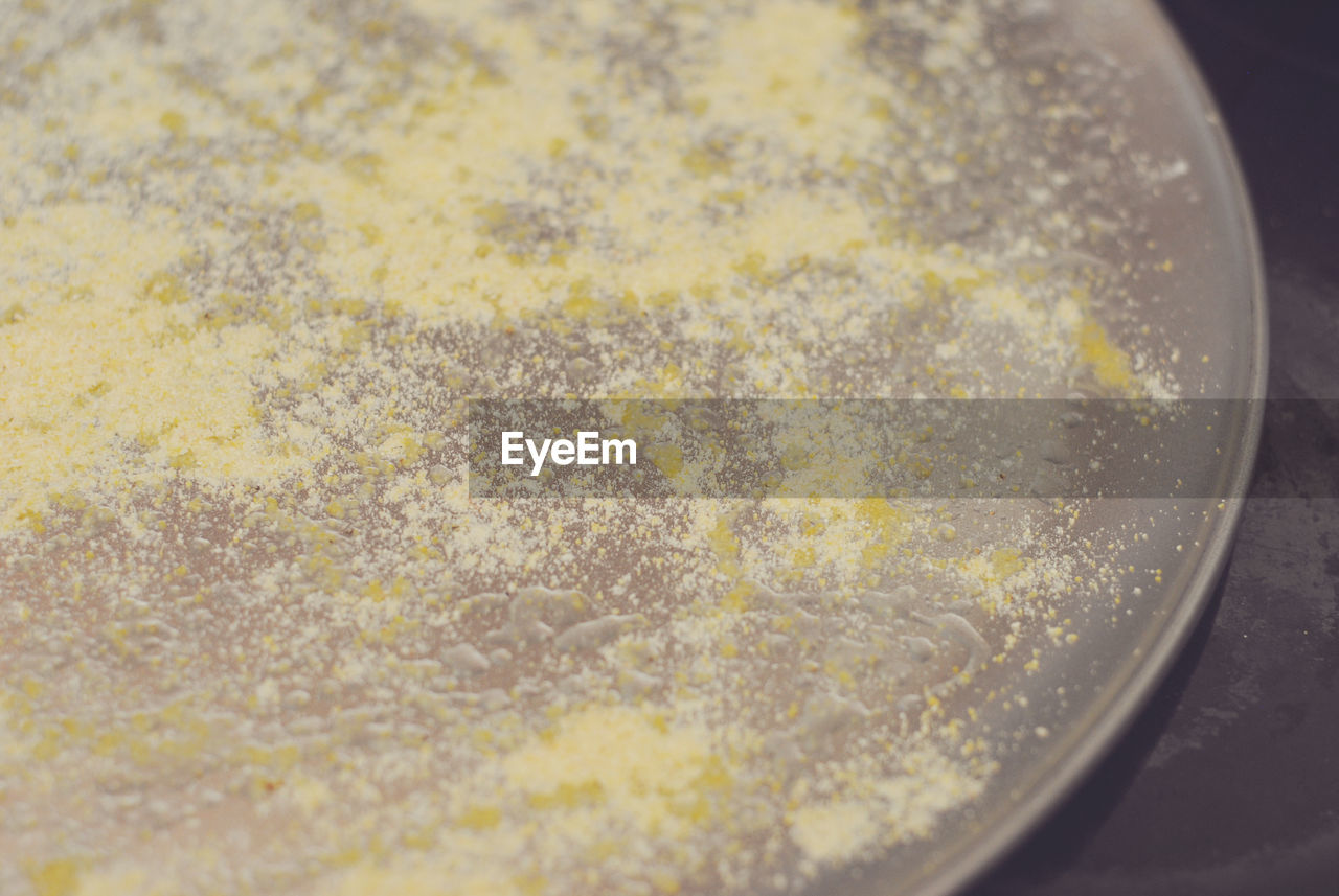 Close-up of flour in plate