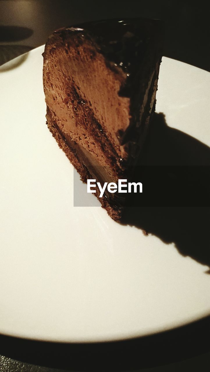 Close-up of chocolate cake in plate