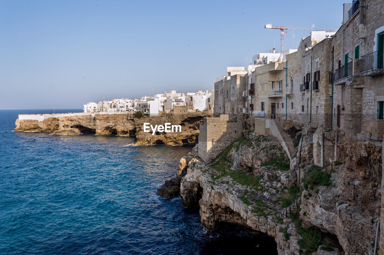 view of sea against clear blue sky