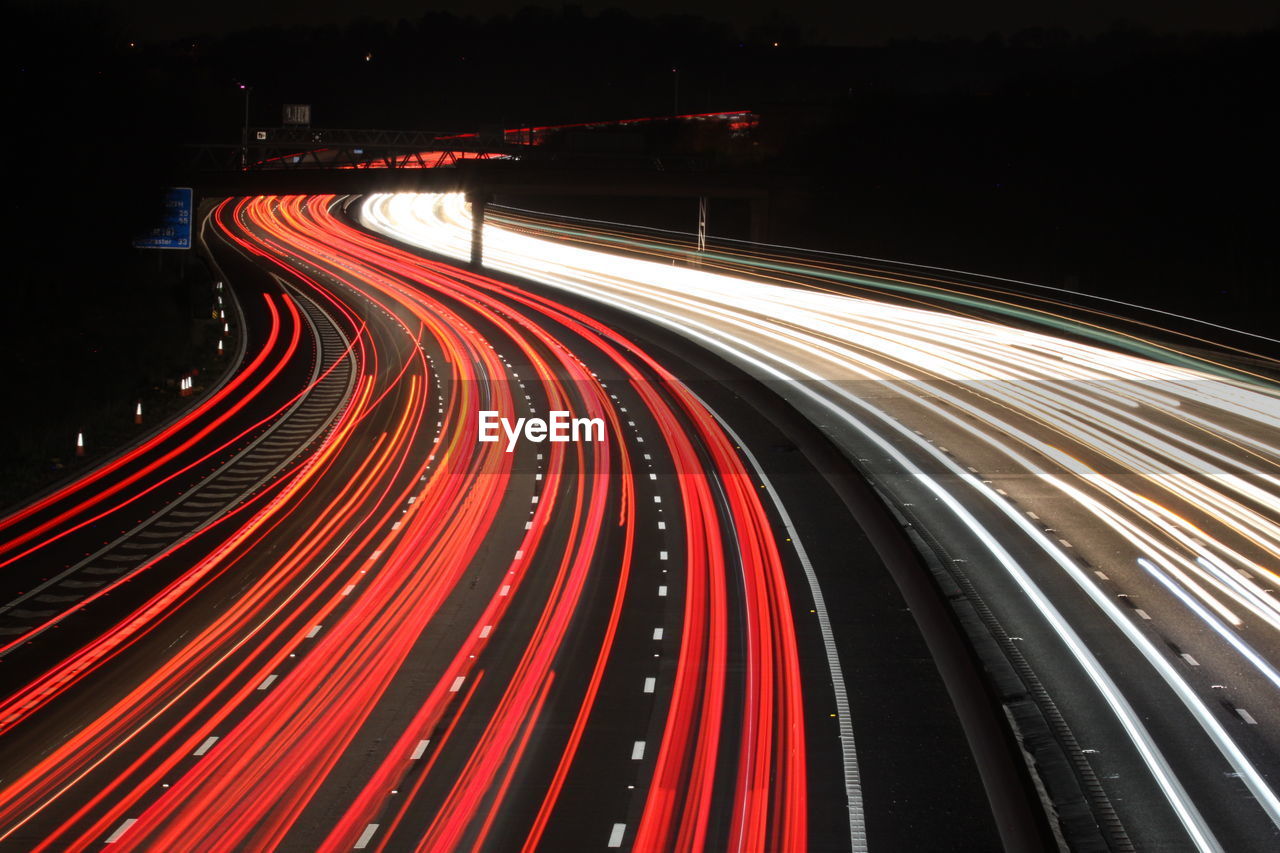 Light trails on highway at night