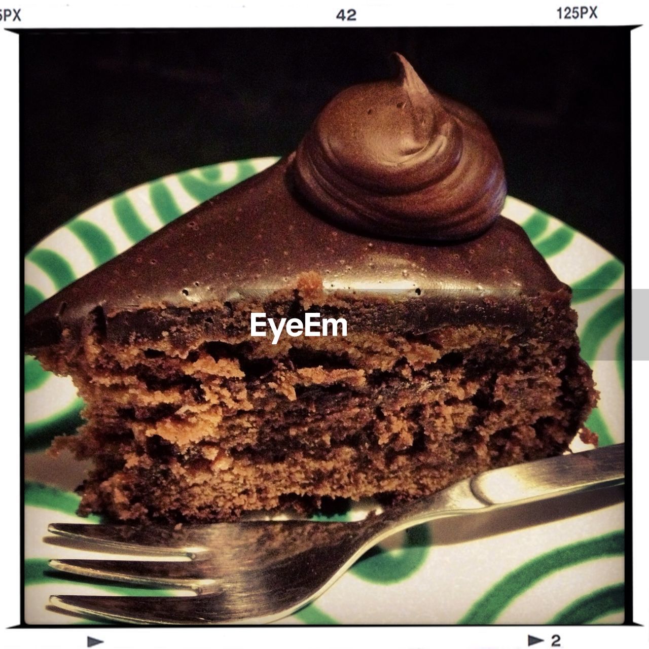 Close-up of chocolate pastry served in plate