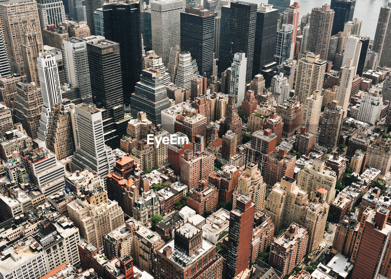 Aerial view of modern buildings in city