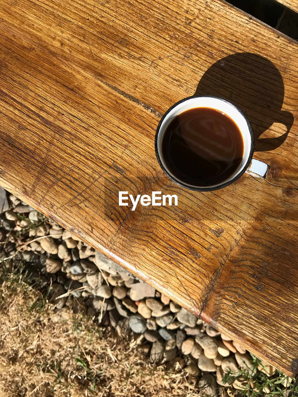 High angle view of coffee on table