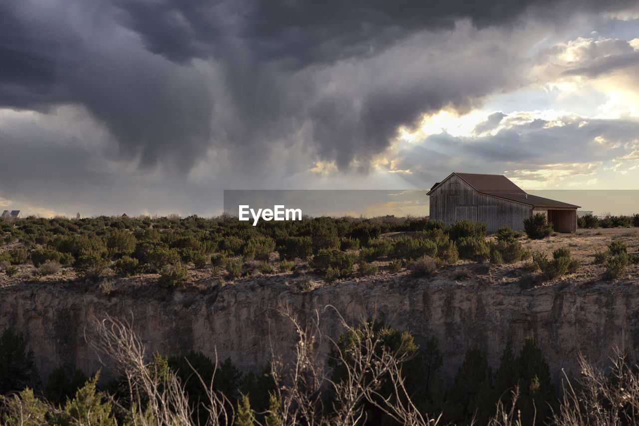 Cabin on cliffs edge at palo duro state park