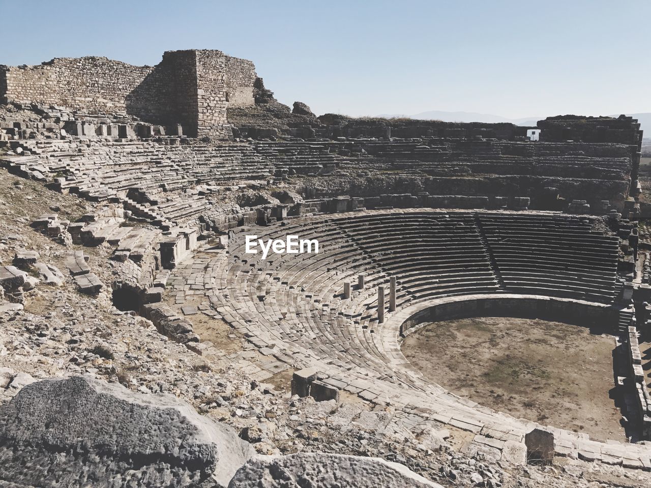 View of amphitheater against clear sky