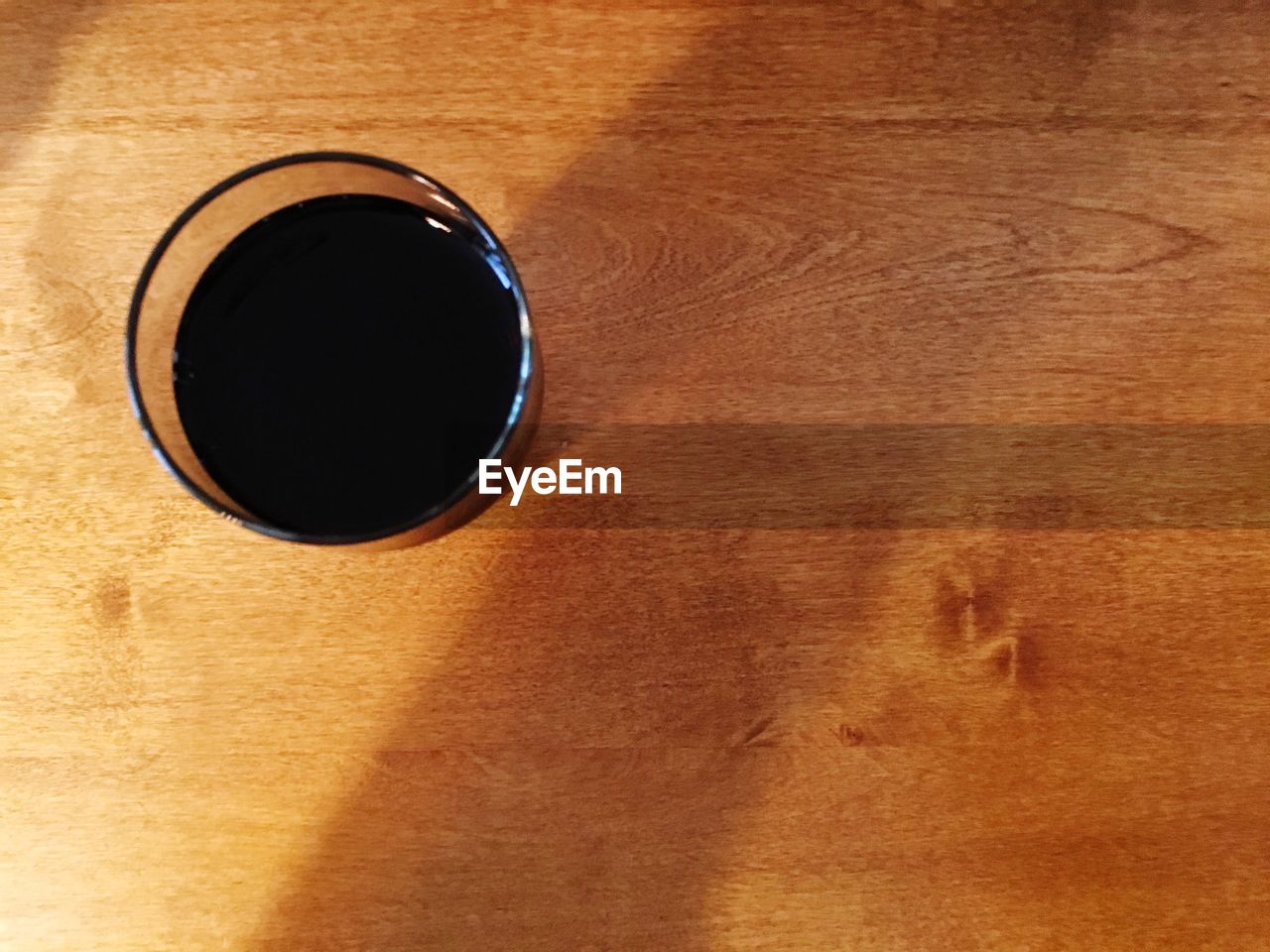 Close-up overhead view of drink on table