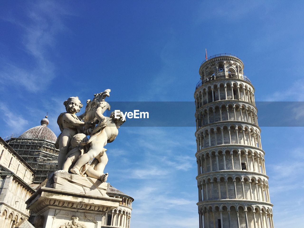 LOW ANGLE VIEW OF STATUE IN CITY