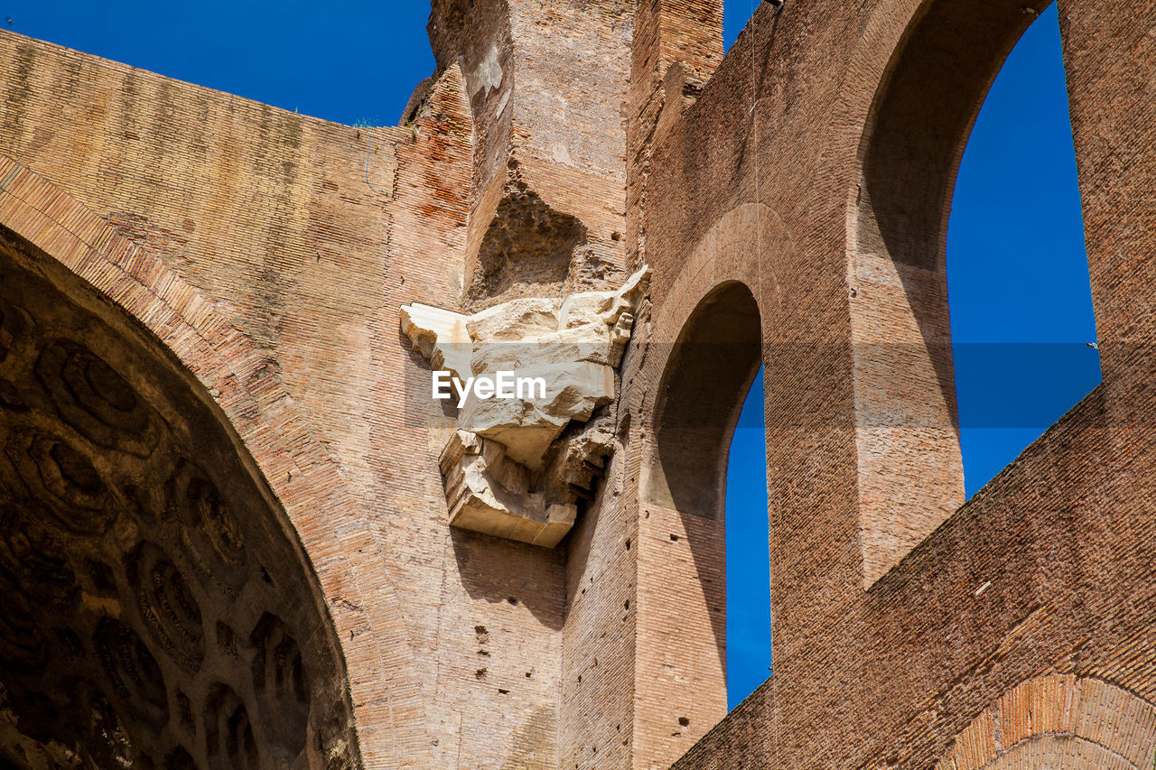 Detail of the walls of the basilica of maxentius and constantine in the roman forum in rome