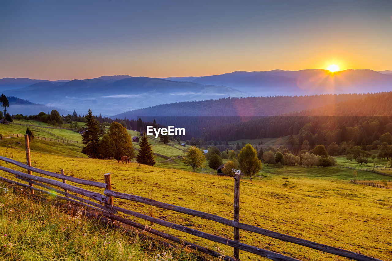 SCENIC VIEW OF LANDSCAPE AGAINST SKY DURING SUNSET