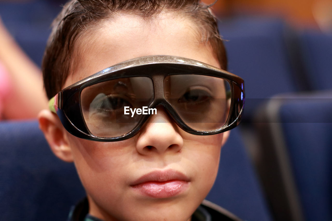 Portrait of boy wearing 3-d glasses