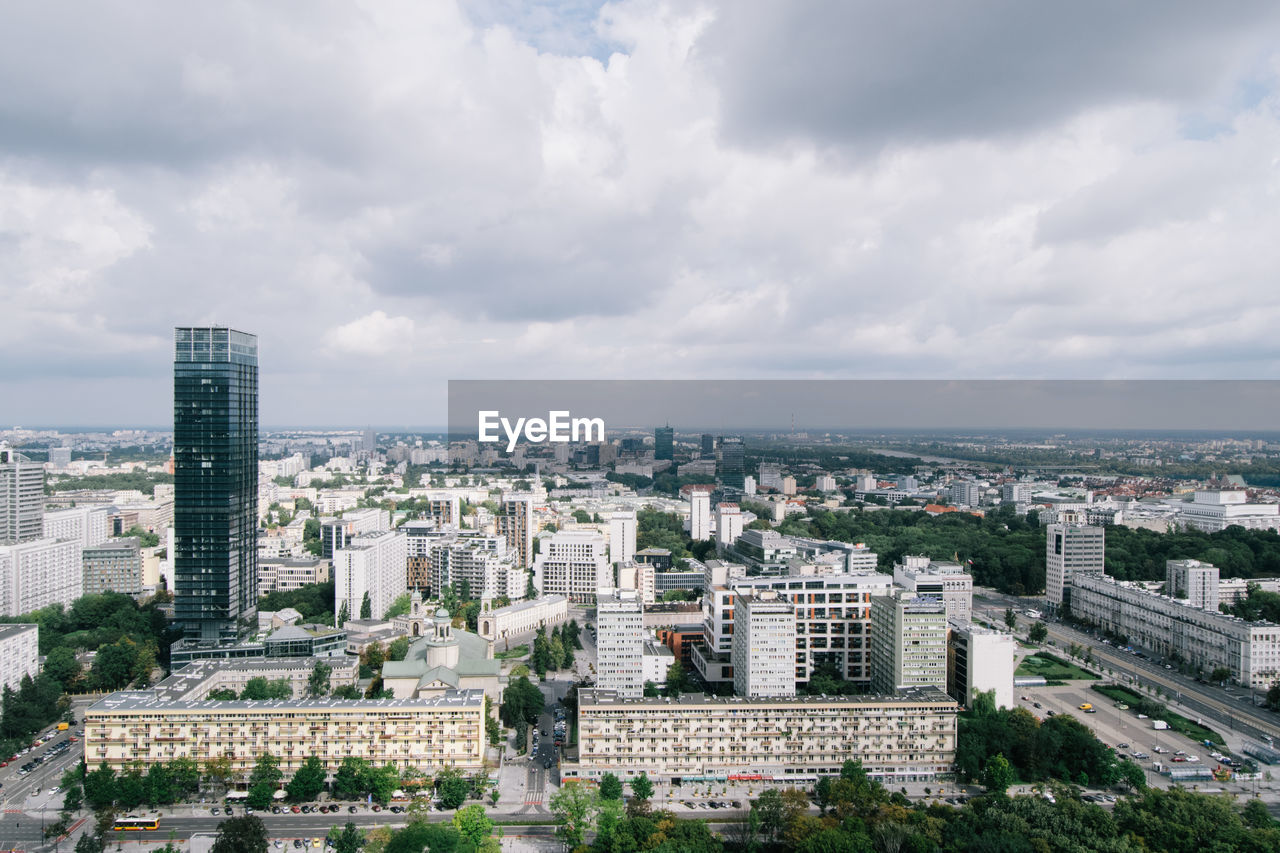 High angle view of city