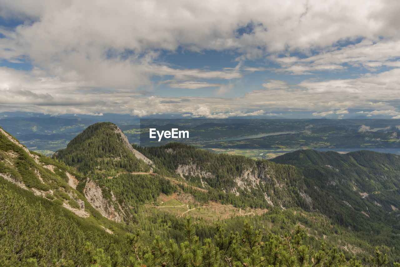 SCENIC VIEW OF LAND AND MOUNTAINS AGAINST SKY