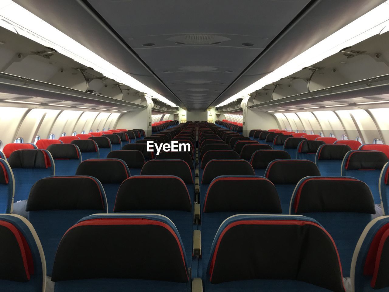 Empty seats in airplane