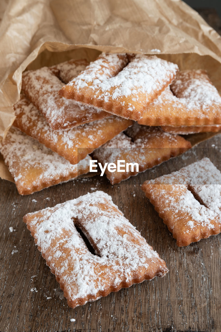 Homemade sweet typical french merveilles