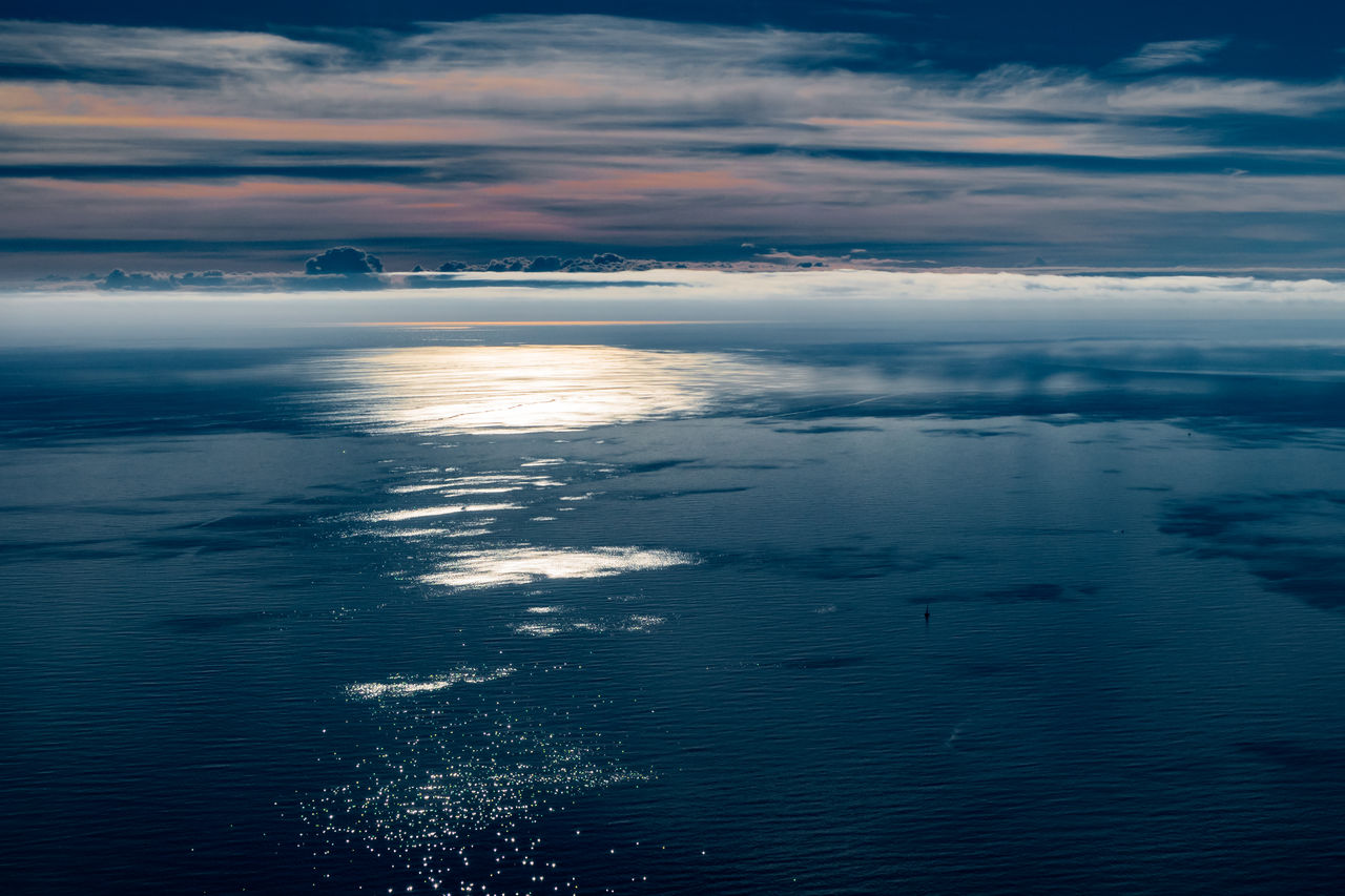 Scenic view of sea against sky at sunset