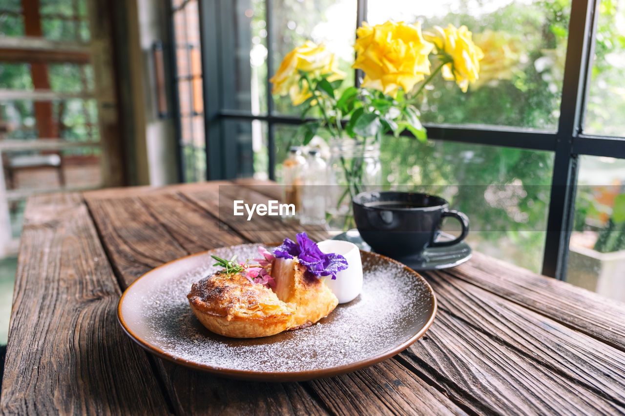 Close-up of breakfast on table