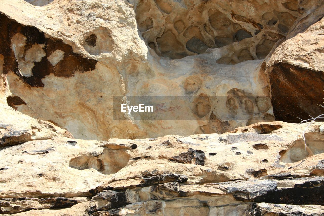 Close-up of rock formation with petrograph