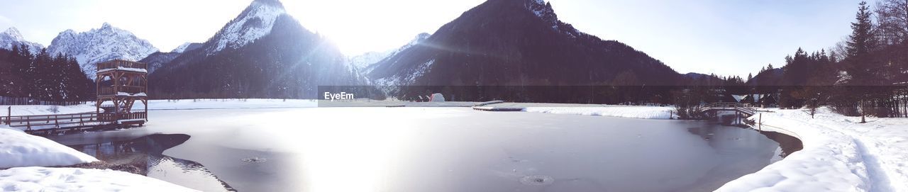 PANORAMIC VIEW OF SNOW COVERED MOUNTAINS