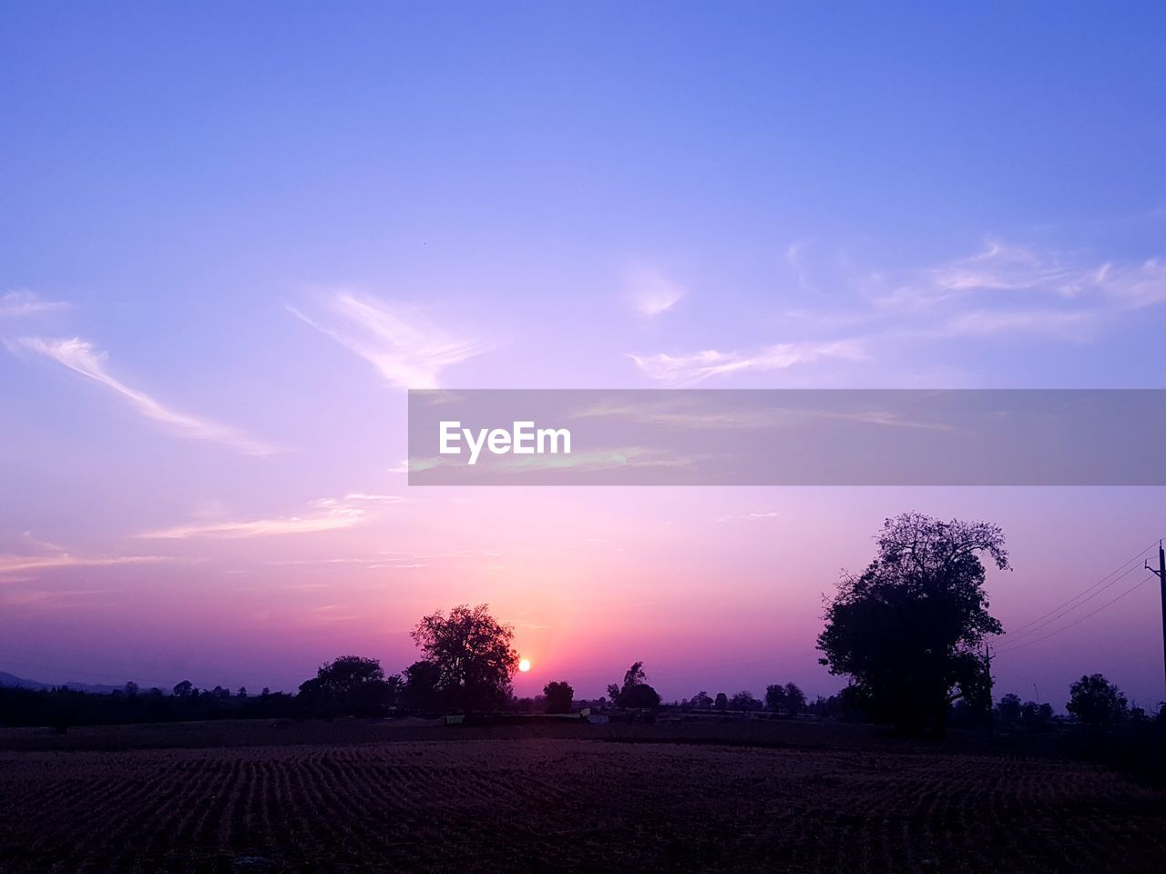 AGRICULTURAL FIELD AGAINST SKY DURING SUNSET