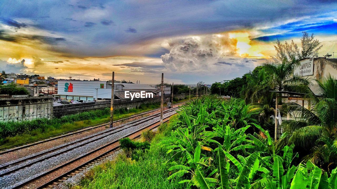 RAILROAD TRACKS AGAINST SKY